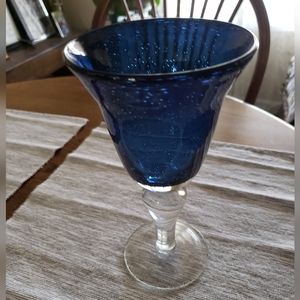 Artland Iris Hand-blown Cobalt Blue Art Glass Stemmed Goblet